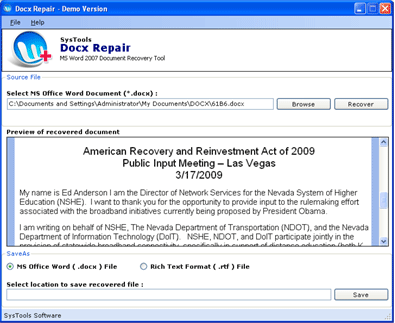 Microsoft Word File Recovery Software 5.3